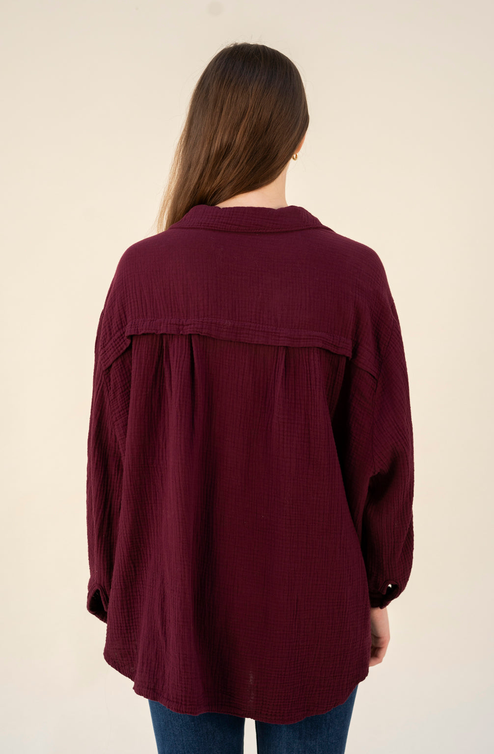 Kurze Musselin Hemdbluse (Burgund)