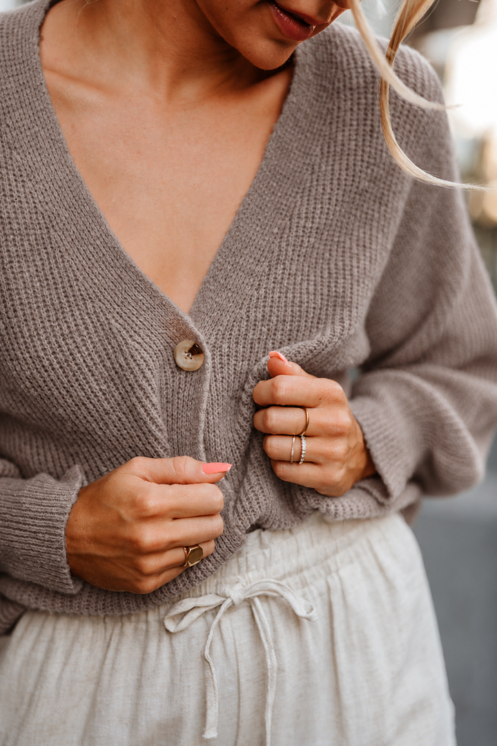 Cardigan mit Knopfleiste (Taupe)