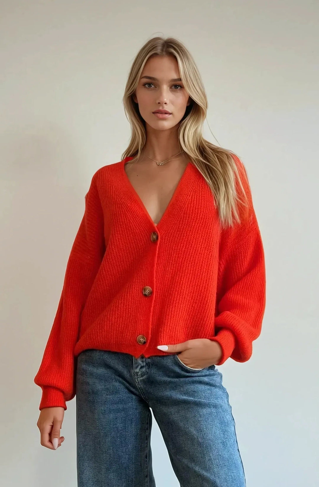 Cardigan mit Knopfleiste (Rot)