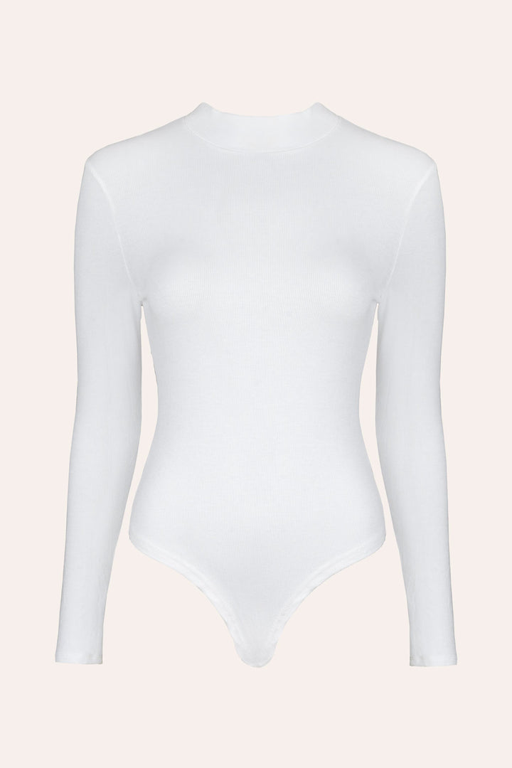 Langarm-Body mit Stehkragen (Weiss)