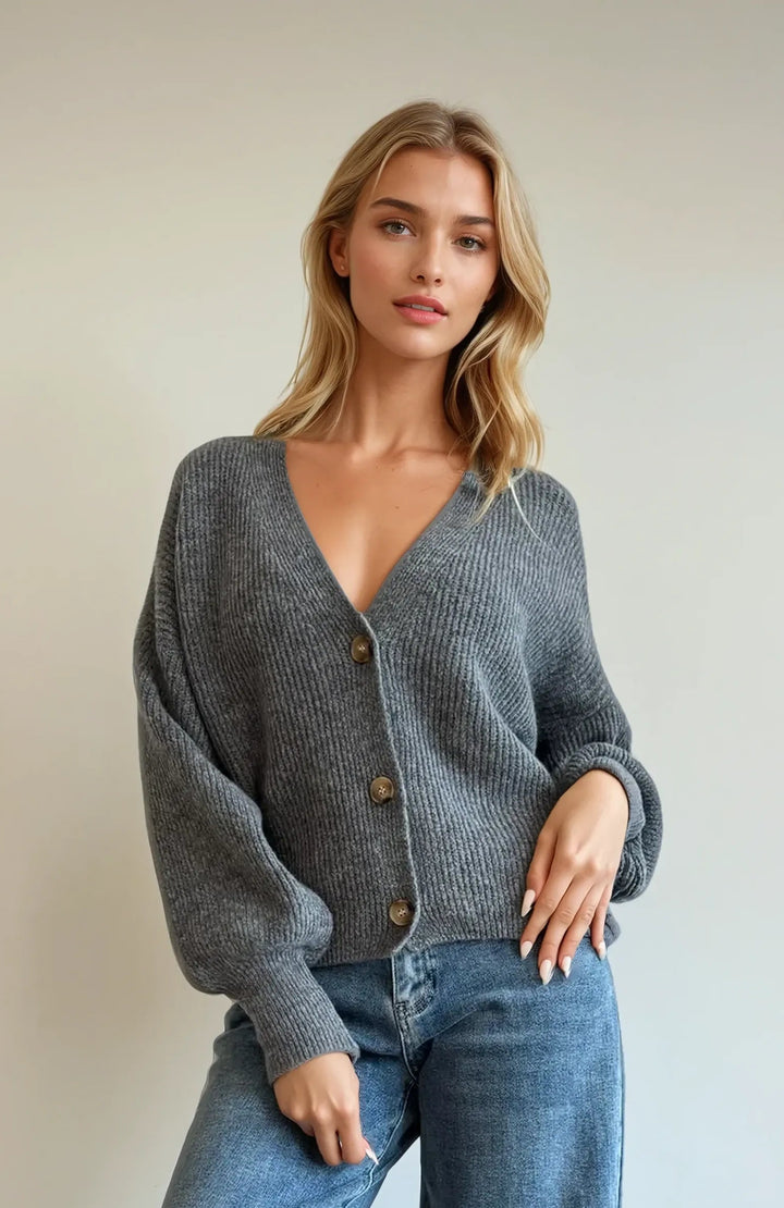 Cardigan mit Knopfleiste (Grau)
