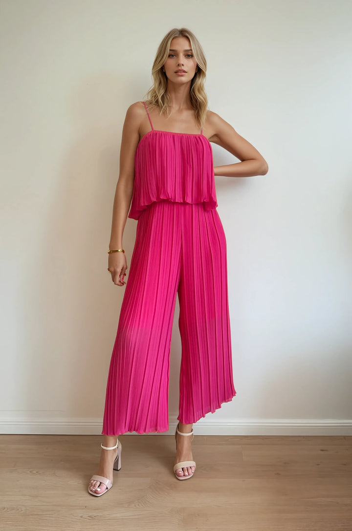 Jumpsuit in Faltenoptik (Pink)
