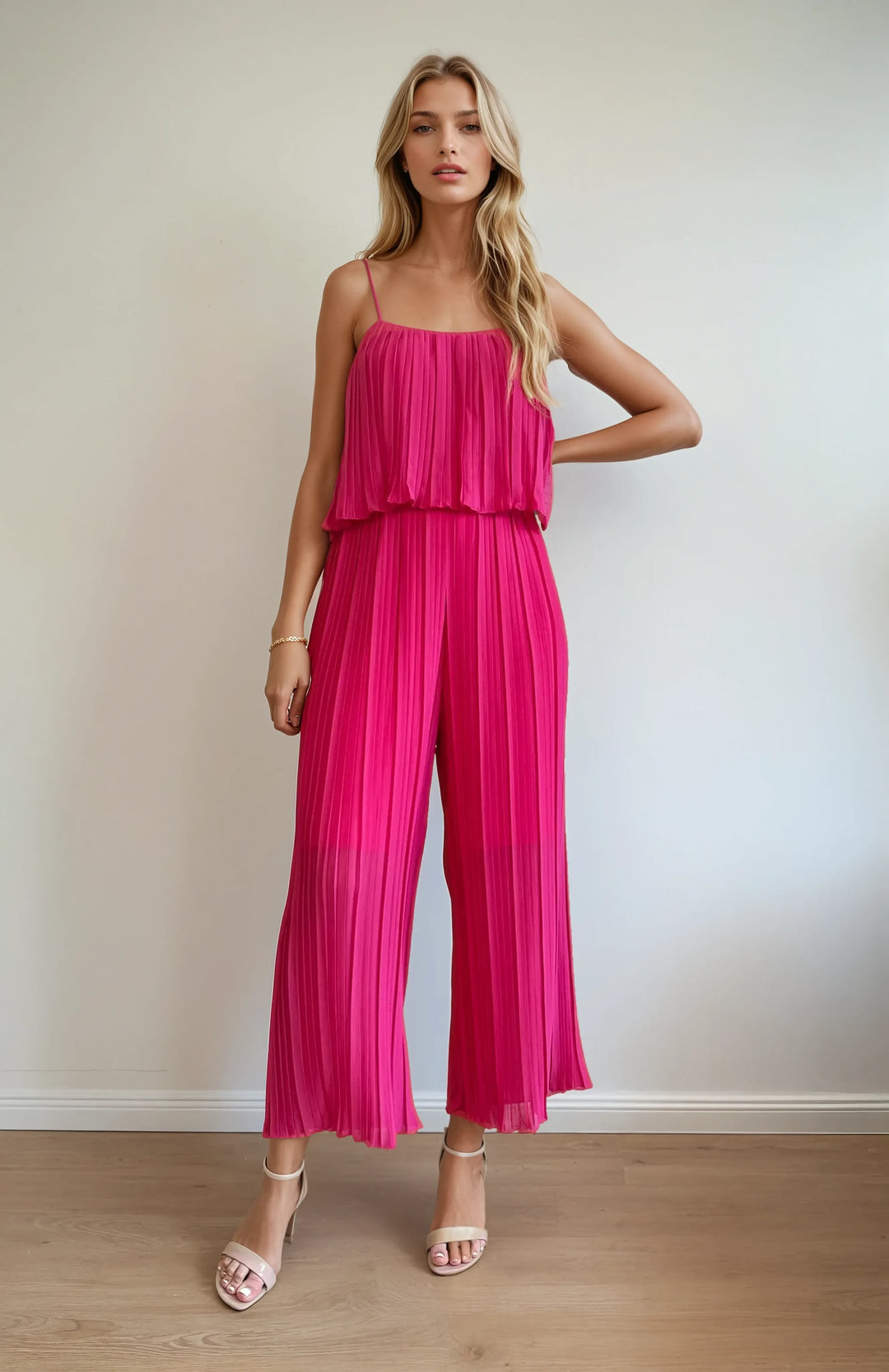 Jumpsuit in Faltenoptik (Pink)