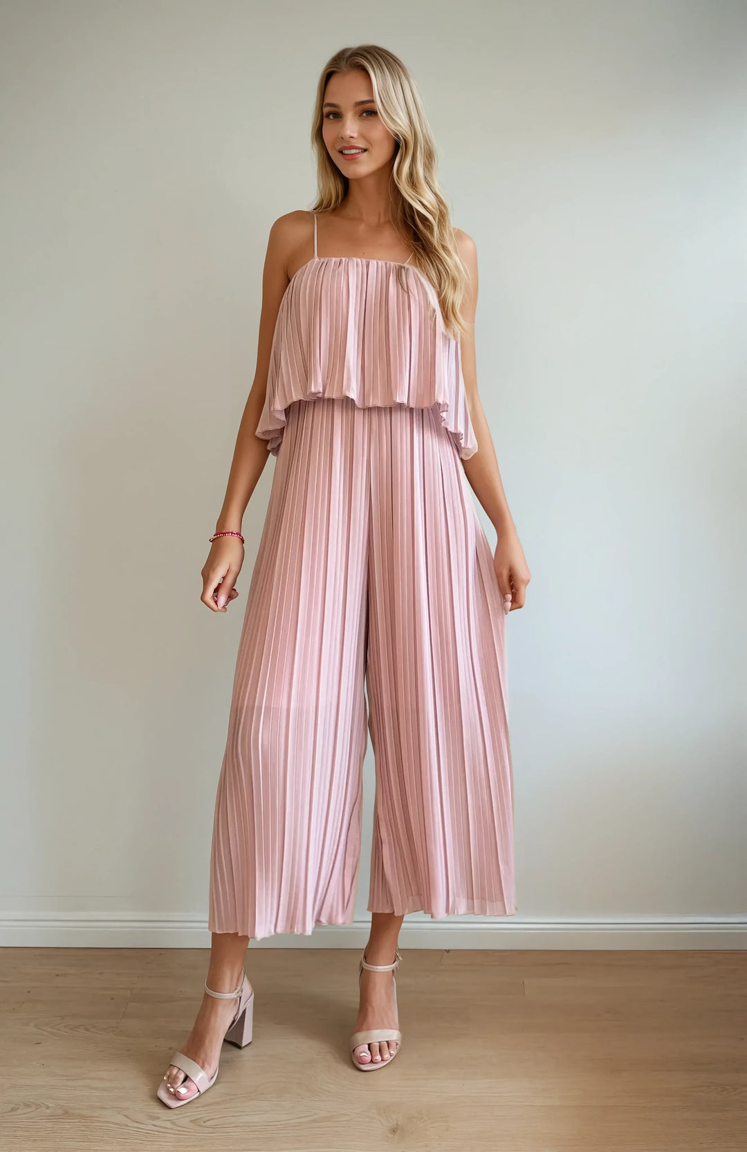 Jumpsuit in Faltenoptik (Rosa)