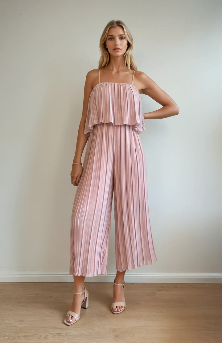 Jumpsuit in Faltenoptik (Rosa)