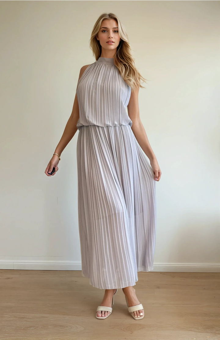 Langes Plissee-Kleid (Blush)