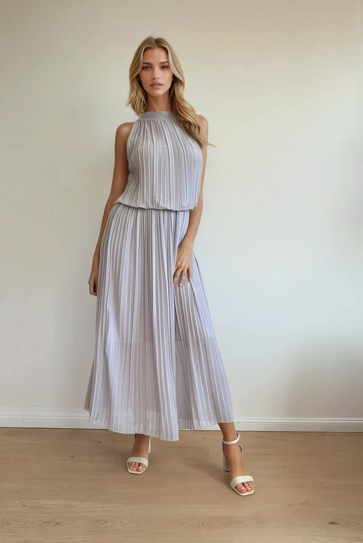 Langes Plissee-Kleid (Blush)