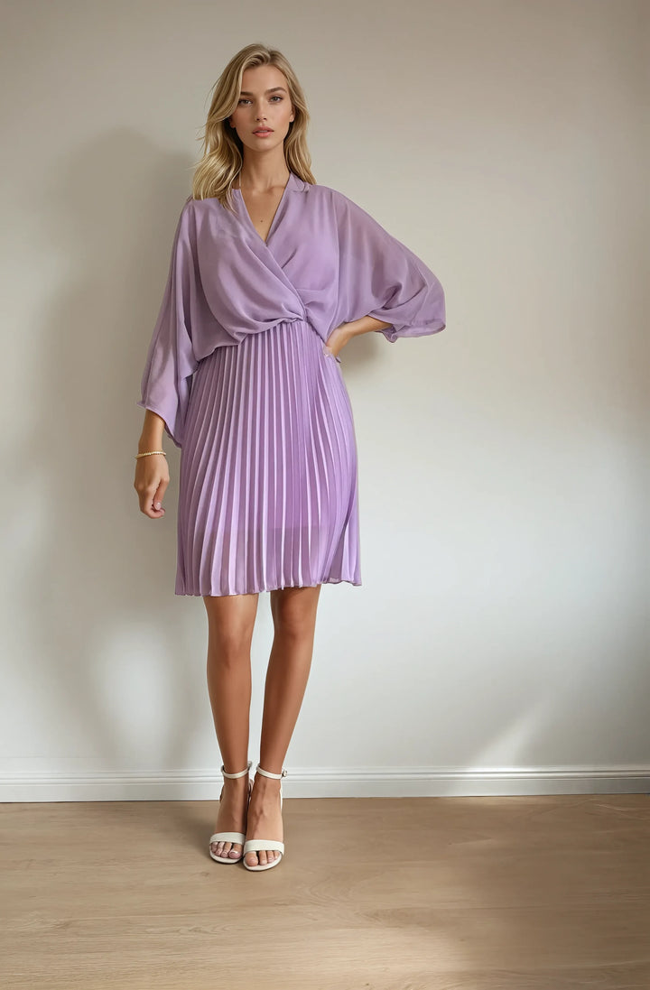 Midikleid mit Plisseerock (Flieder)